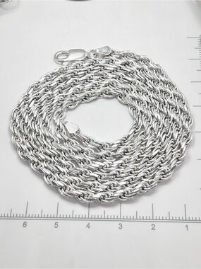Heavy 4mm 30” 925 Sterling Silver Rope Chain Necklace